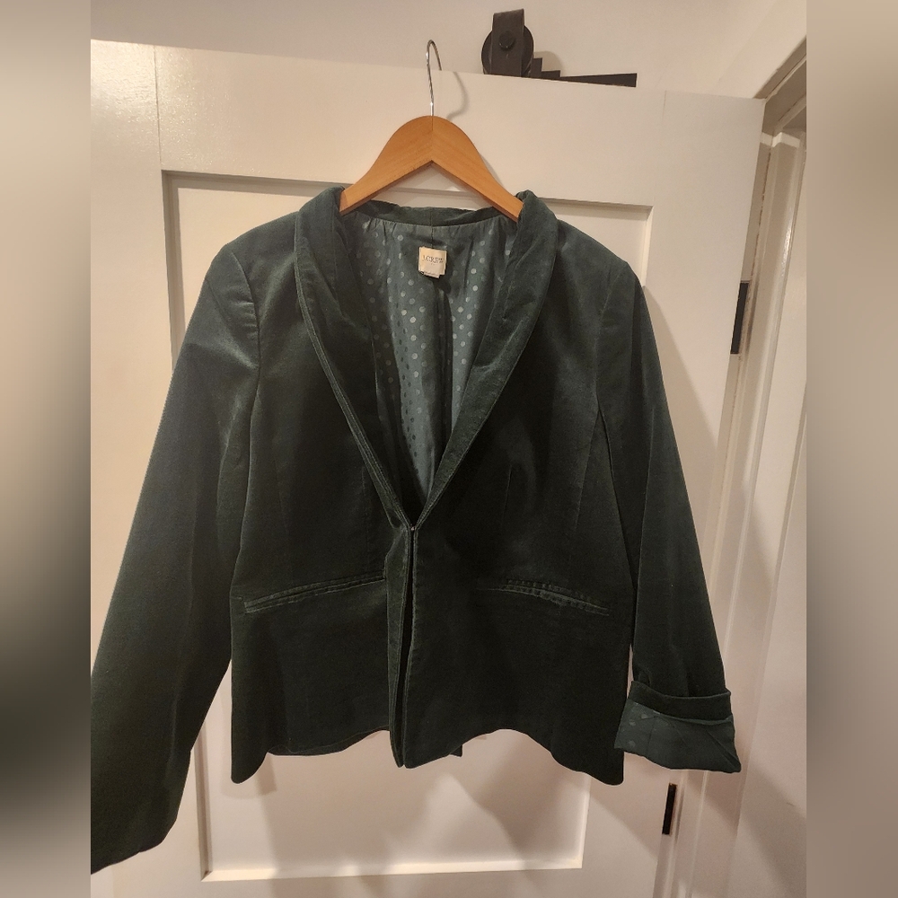 J. Crew Velvet Dark Green Blazer Size 16